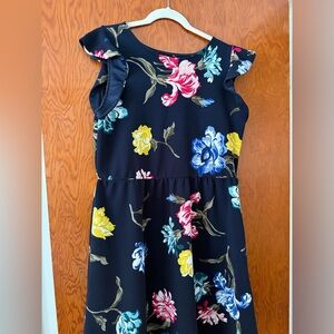 Joe Fresh Navy Floral Ruffle-Sleeve Dress
